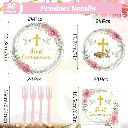 Rakuto First Communion Party Decorations, Serve 24 - Image 2