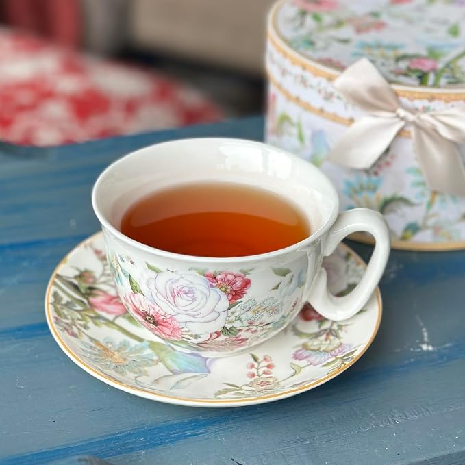 STP GOODS Bone China Tea/Coffee Cup and Saucer in Gift Box Fine Bone Tea Cup - Image 9