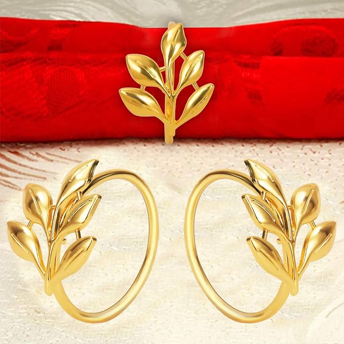 KPOSIYA Set of 200 Leaf Napkin Rings Metal Gold Napkin Holder Table Napkin Rings - Image 6