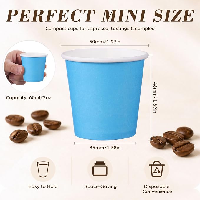200 Pcs Mini Coffee Cups Brown Culture Cup 2oz Disposable Bathroom Cups Paper - Image 3