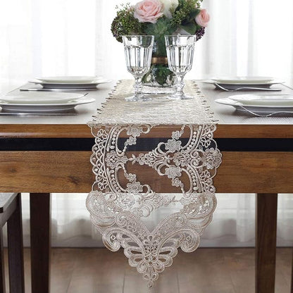 ARTABLE Champagne Lace Table Runner Macrame Dresser Scarf 10 x 70 Inch | by ARTABLE