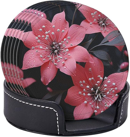 6Pcs PU Leather Coaster for Drinks, Aesthetic Drink Coasters for Coffee Table - Image 9