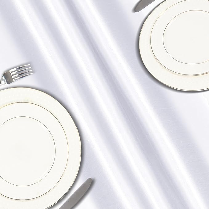 VACVELT White Satin Table Runners, 12x72 Inch, 2 Pack, Scalloped Edge | Silky - Image 5