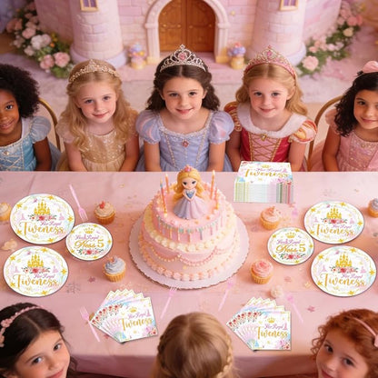 96Pcs Princess 5th Birthday Decorations Tableware Set Her Royal Fiveness - Image 6
