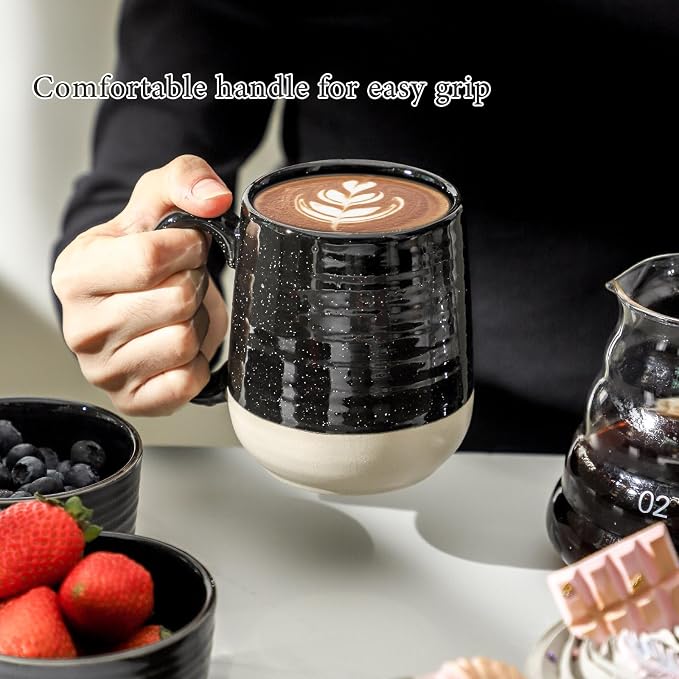 HASENSE Ceramic Coffee Mugs Set, 15 oz Large Coffee Cups Set of 4, Tea Cups - Image 3