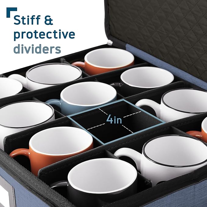 Hearth & Harbor Coffee Mug Storage, Quilted and Stackable Coffee Cup Storage - Image 4