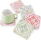 Coasters Set of 4, Square Drink Coasters Absorbent Heat Resistant Diatomite Coaster Cup Mats Vintage Home Decor for Coffee Table Desktop Protection (B, 3.9" x 3.9", 4pcs)