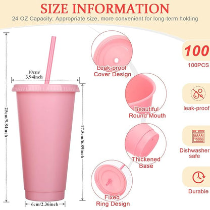 Honeydak 100 Pack Tumbler with Straw and Lid Bulk Cups - Image 4
