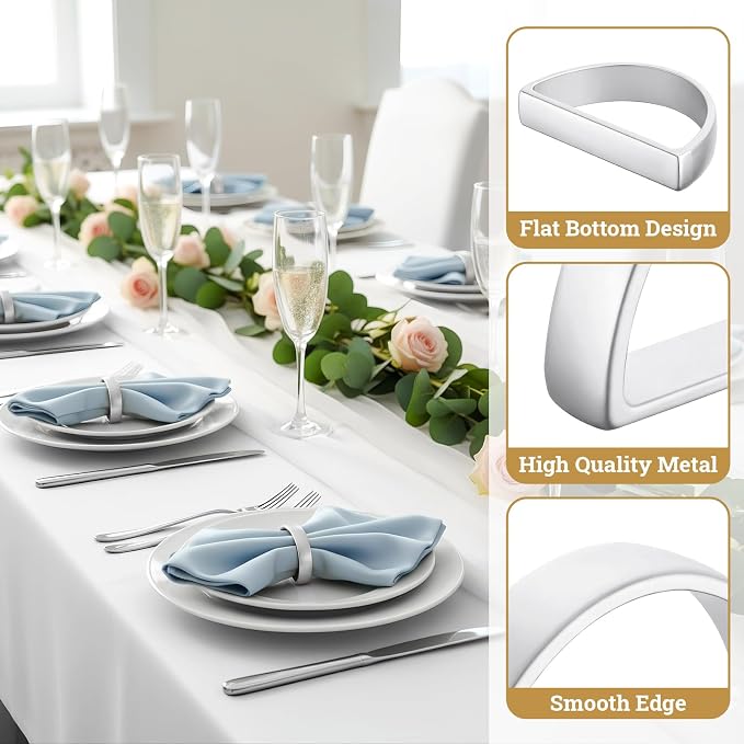 Suream 24 Packs Napkins Rings, Metal Napkin Holders - Image 3