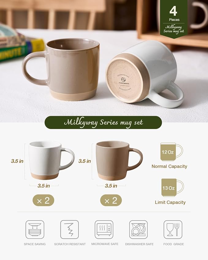 famiware Coffee Mugs for 4, 13 oz Mug Set, Dringking Cup - Image 4