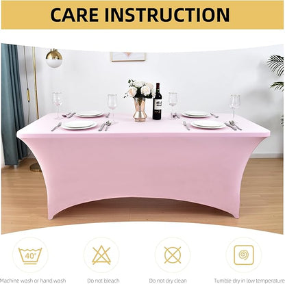 2-Pack 6ft Spandex Table Covers for Rectangle Standard Folding Tables - Wrinkle Resistant Stretch Tablecloths - Ultimate Fitted Table Protector for Parties, Trade Shows, Banquet