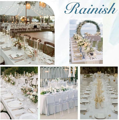 10 Pack White Table Cloth 60 x 102 Inch Polyester tablecloths for 6 FT Rectangle Tables, Stain and Wrinkle Resistant Washable Fabric White Table Covers for Parties