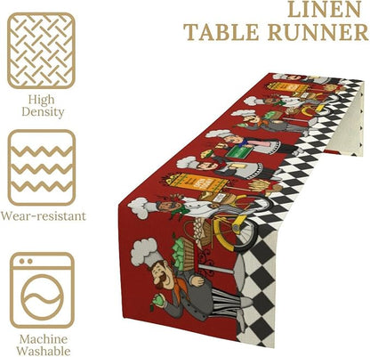 Retro Chef Table Runner, Farmhouse Burlap Table Runners - Image 4