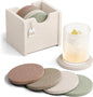 Fluxynara Felt Coasters with Holder, Boho | Round Felt Coasters, Heat-Resistant by FLUXYNARA