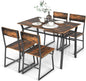 Giantex Dining Table Set for 4, 47”L x 28”W Rectangular Kitchen Table w/ 4 Trapezoid Chairs, Reinforced Metal Frame & Storage Rack, Industrial Space-Saving Dinette Set for Kitchen Dining Room (Brown)