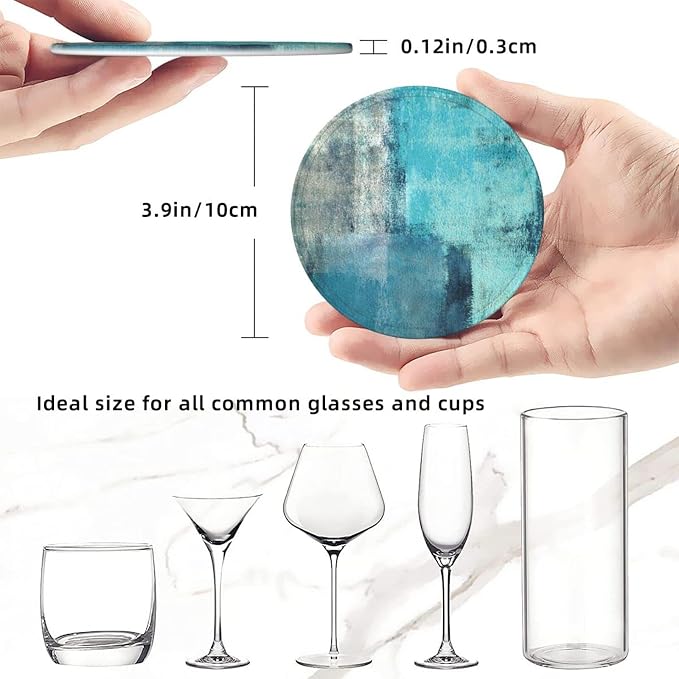 SEPTYK Turquoise and Grey Art Artwork Pattern Coasters - Image 4