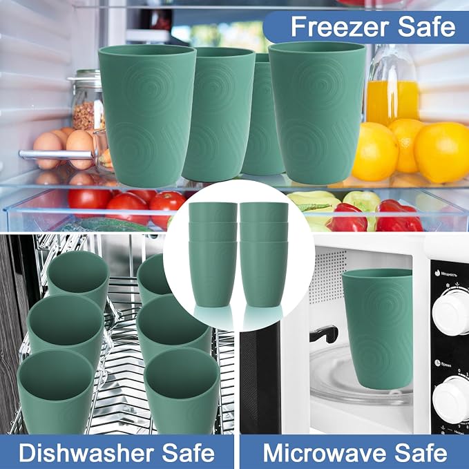 16 OZ Drinking Cups, Wheat Straw Cups Set of 6 - Image 5