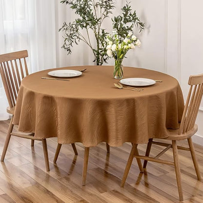 maxmill Fall Round Tablecloth Swirl Design Spillproof Wrinkle Free Heavy Weight Soft Table Cloth Decorative Fabric Tabletop for Harvest Celebration Thanksgiving Dinner Round 90 Inch, Fall Leaf