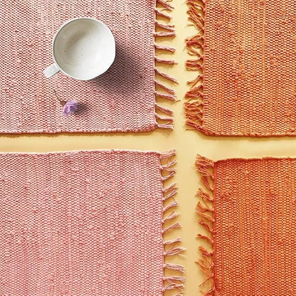 PILLOWPIA Handcrafted Chindi Placemat – 100% Cotton, Handwoven Boho Table Mat | Eco-Friendly Colorful Decor for Dining Room, Kitchen, or Coffee Table – Peony Pink Woven Accent