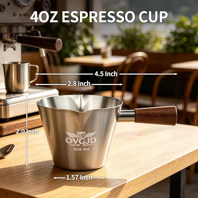 4Oz Espresso Shot Cups, Stainless Steel Espresso Cups, Espresso Measuring Cup | - Image 4