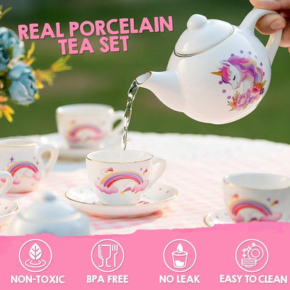 TUZT Porcelain Tea Party Set for Little Girls Kids Toddlers, Pretend Play Toys - Image 2