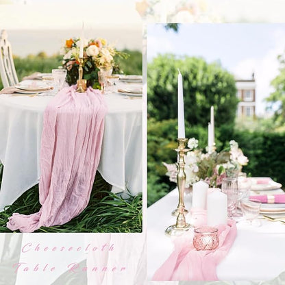 Light Pink 12 Pcs Cheesecloth Table Runner 10FT Runner - Image 5
