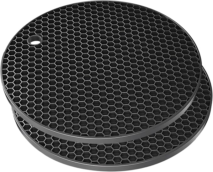 Silicone Non-Slip, Heat Resistant & Water-Trapping Trivet Mats by TENOC