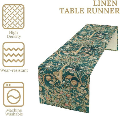 William Morris Floral Table Runner, Vintage Flowers Botanical Printed Table - Image 4