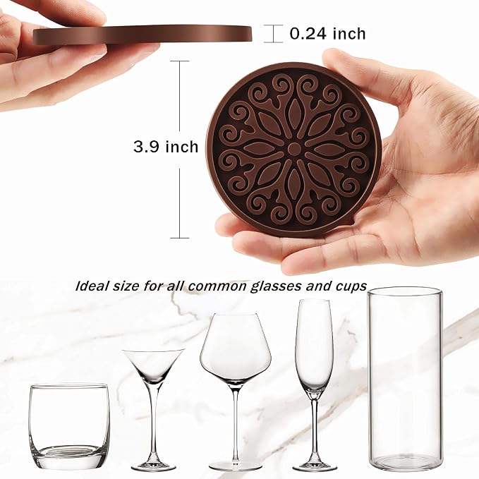 Silicone Coasters for Drinks, Resistant Reusable Drink Coasters-Great Gift for - Image 3