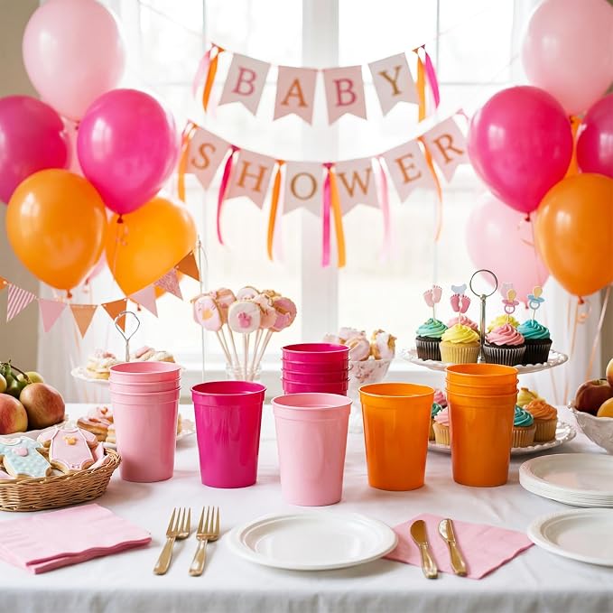 Yungyan 24 Pcs Reusable Plastic Cups 16 Oz Baby Shower Cups - Image 7