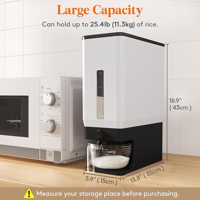 Lifewit Rice Dispenser 25 Lbs, Airtight Storage - Image 6