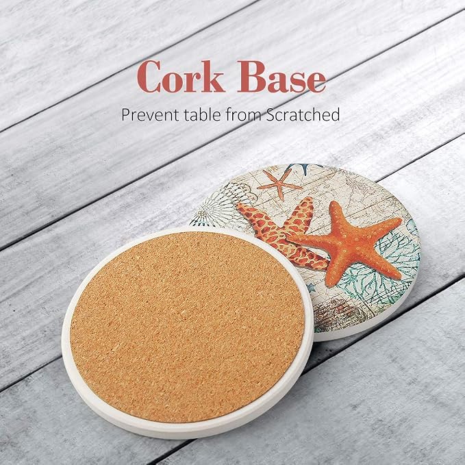Teivio Absorbing Stone Sea Ocean Life Coasters - Image 5
