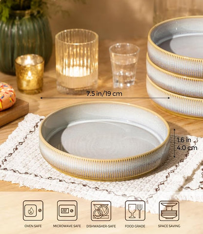 7.5" Ceramic Pasta Bowls Set of 4, Salad Bowls | Versatile Serving Bowls - Image 2