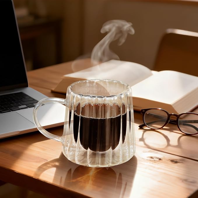 Joeyan Double Walled Glass Coffee Mugs, Latte Cappuccino Tea Cups - Image 5
