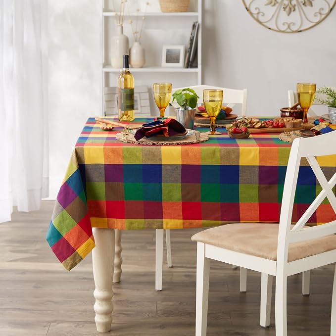 DII Checkered Tabletop Collection 100% Cotton, Machine Washable, Tablecloth - Image 4