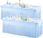 Wish Care 2 Pack Baby Blue Spandex Table Clothes for 6 Foot Rectangle Tables, 6FT Wrinkle Free Fitted Tablecloths Ruffles Design Table Cover for Party, Banquet, Wedding and Events