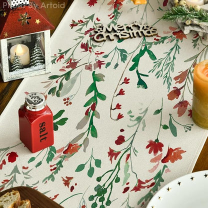 Artoid Mode Floral Leaves Christmas Table Runner, Wild Flowers and Grasses - Image 3