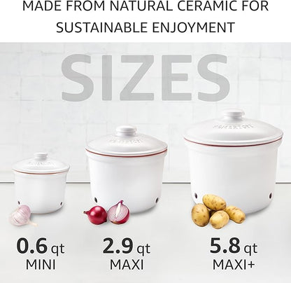 Romertopf Freshness Storage Potato Onion Garlic Clay Pot Set of 3 with Lids - White