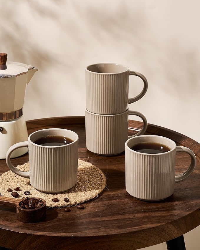 famiware Coffee Mug Set for 4, Star 12 oz Catering Mugs Cup Set - Image 3