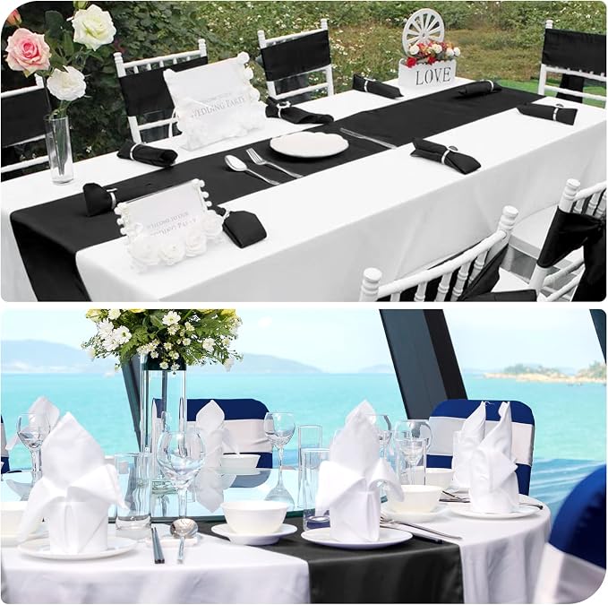 12 Pack Black Satin Table Runner 12 x 108 Inch Long Premium Table Runners - Image 5
