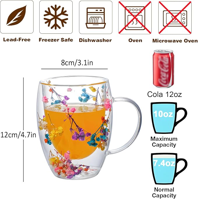 NBHUZEHUA Double Walled Coffee Mugs Glass Cups Wedding Anniversary Registry - Image 4