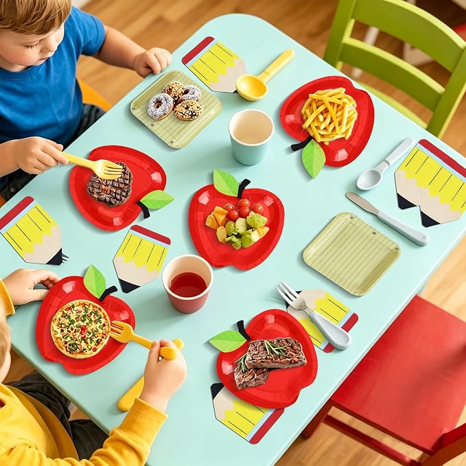 180Pcs Back to School Red Apple Paper Plates and Napkin Set, First Day of - Image 7