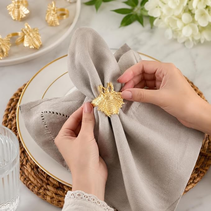 ALPHA Living HOME 12 Pcs Modern Bee Napkin Rings - Image 5