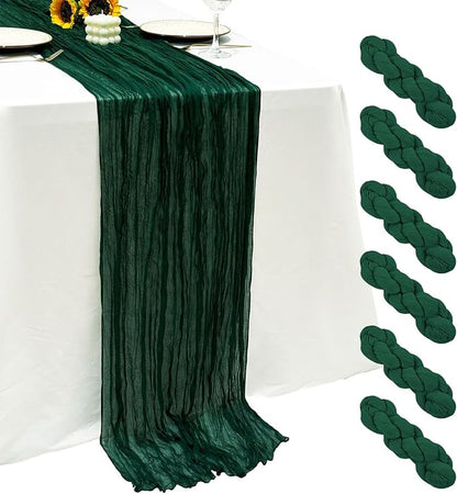6Pack Emerald Green Cheesecloth Table Runner 17x108 inch Sheer Table Runner | by Seveups