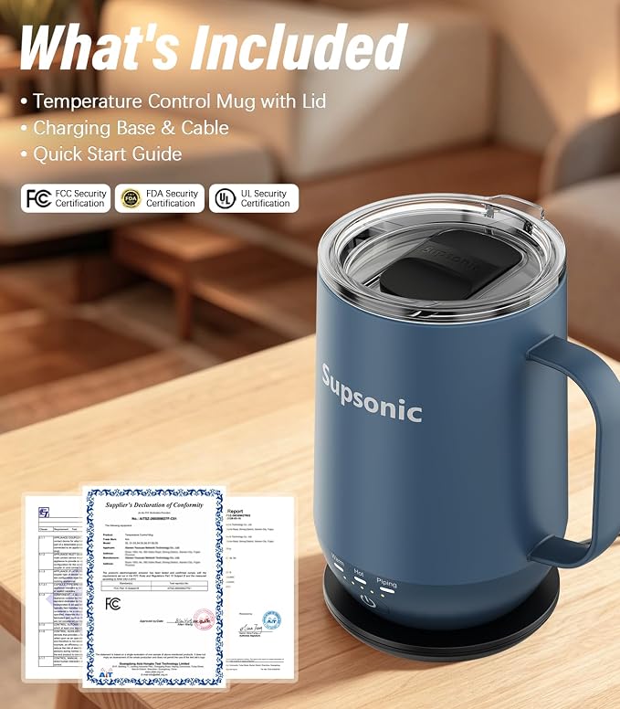Supsonic - 16oz Self Heating Coffee Mug, Smart Heated Coffee Mug Faster - Image 8