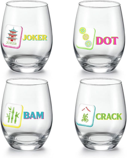 Qinyoung 4 Pcs 15 oz Mahjong Cups Wine Glass Mahjong Accessories and Gifts by Qinyoung