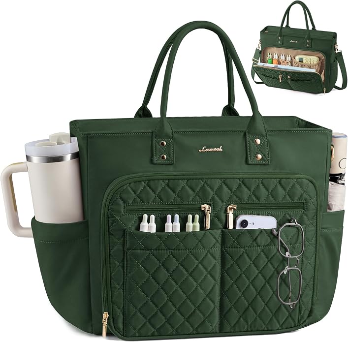 LOVEVOOK Tote Bag for Women, Teacher Nurse Work Laptop Bag, Quilted Bible by LOVEVOOK