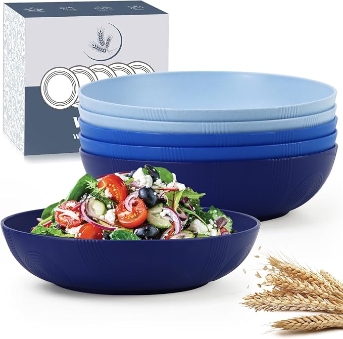 10inch Wheat Straw Big Bowls Set of 6 by WROVA