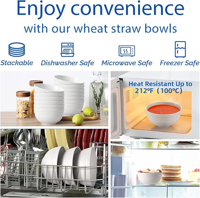 【Non Ceramic】 68 Oz Salad Bowls, Large Serving Bowls 6 Pcs Unbreakable Ramen - Image 7