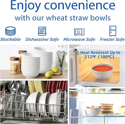 【NOT CERAMIC】Unbreakable Cereal Bowls, 25 OZ Wheat Straw Bowls Microwave and - Image 6